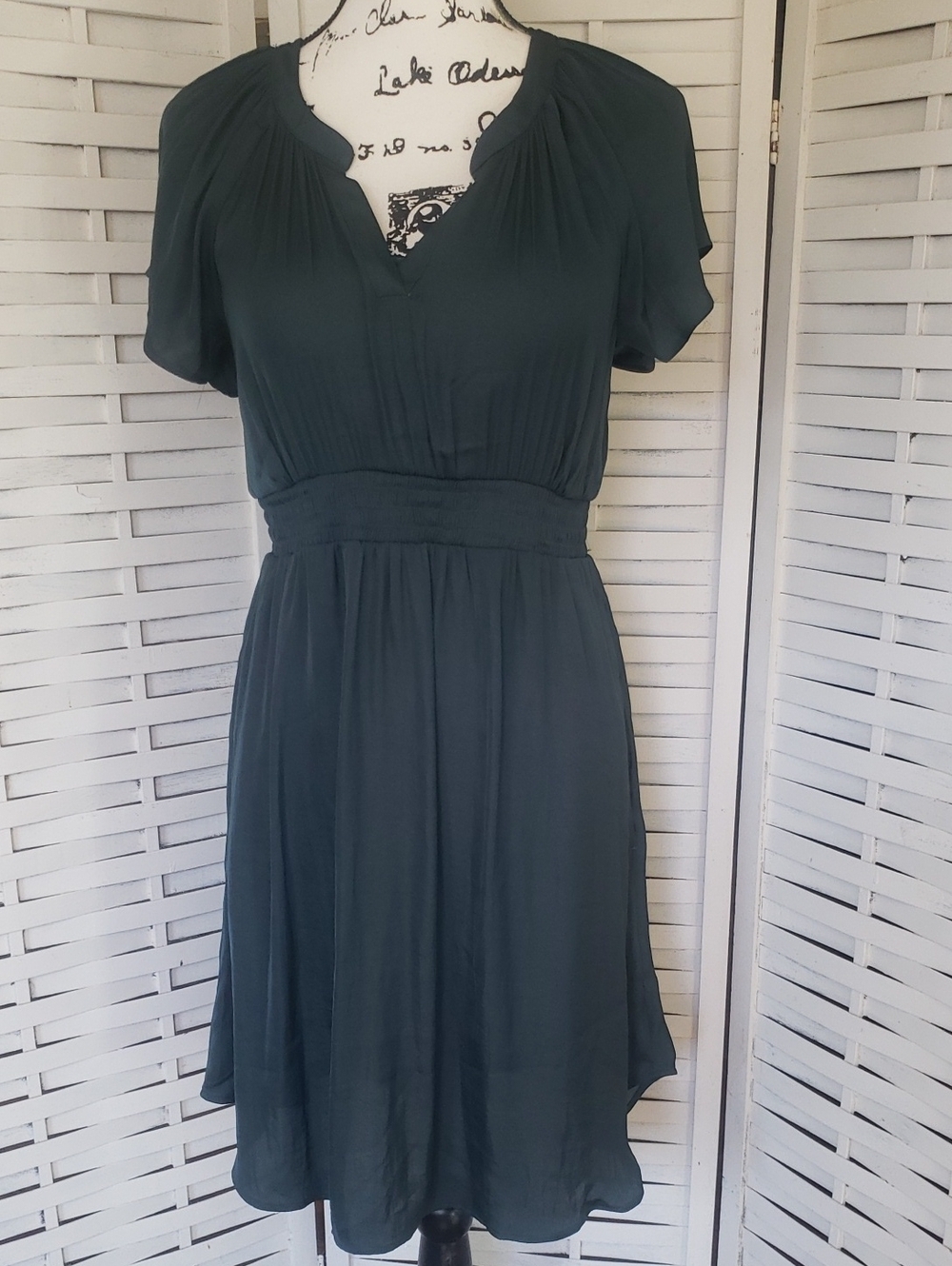 Soma Women's Dark Green Short Sleeve V-Neck Dress S New